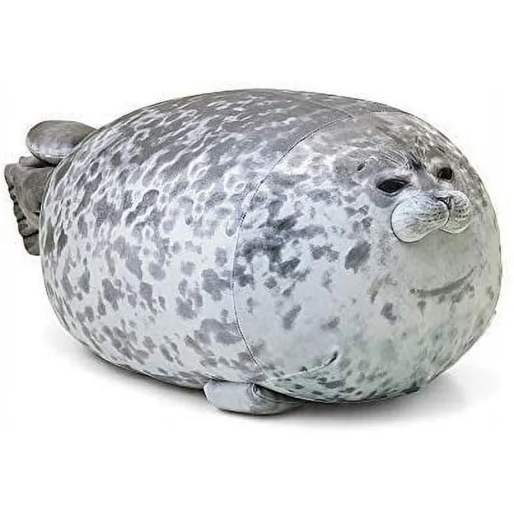 Round Seal Plush Decorative Pillow Pair - Gray & White - Picture 2 of 2